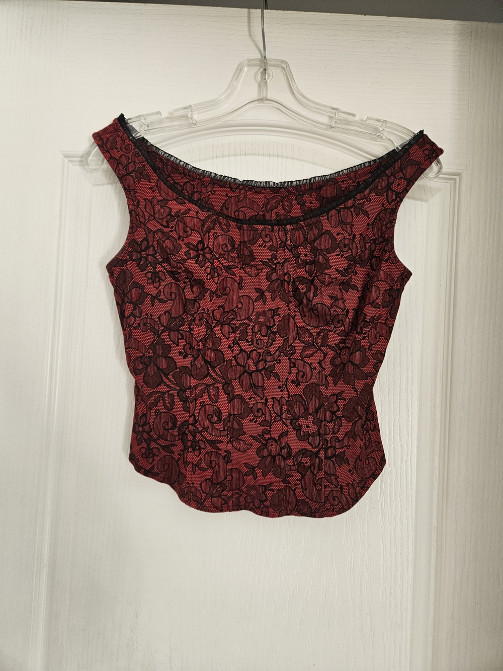 Red And Black Lace Corset Style Top